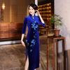 New autumn and winter cheongsam velvet improved long embroidered high-end performance clothes slim fit