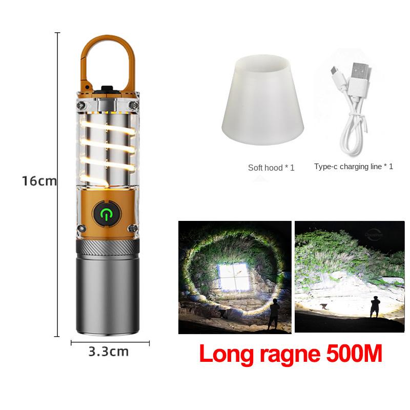 Портативный фонарик с двумя лампами, дышащий фонарик, масштабируемый фонарь, водонепроницаемый фонарик, уличные фонари для кемпинга, мощный прожектор