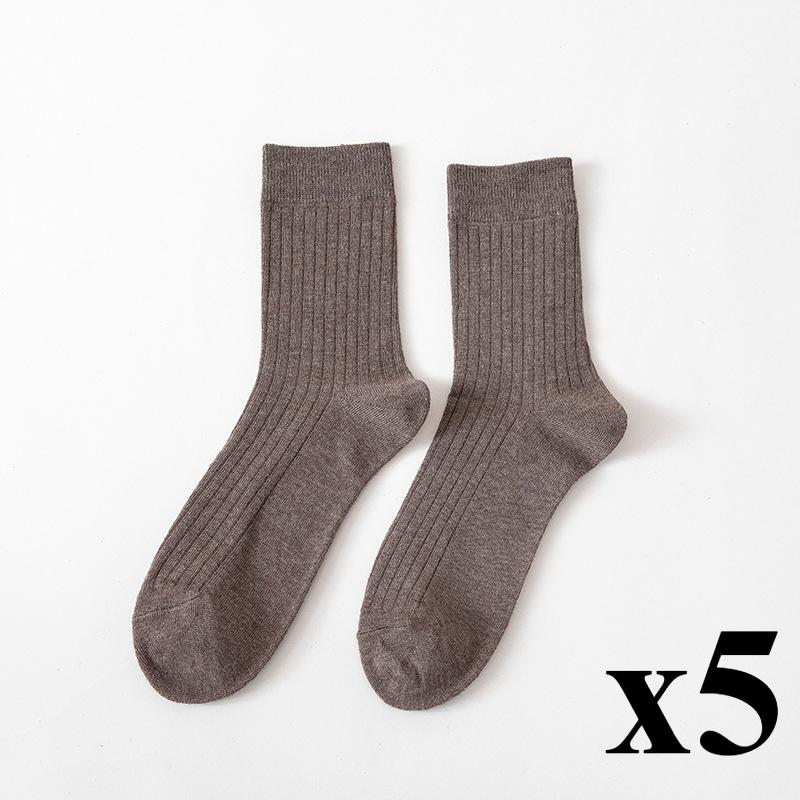 5 Pairs Men's Solid Color Striped Socks Spring Autumn Winter Socks Casual Socks Business Socks Wholesale