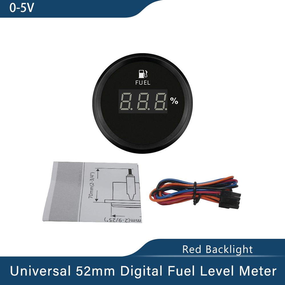 Signal 0-5V Boat Fuel Level Gauge Waterproof Car Fuel Gauge with Red Backlight Working Volt 9~32V Fit Car Motorcycle Yacht