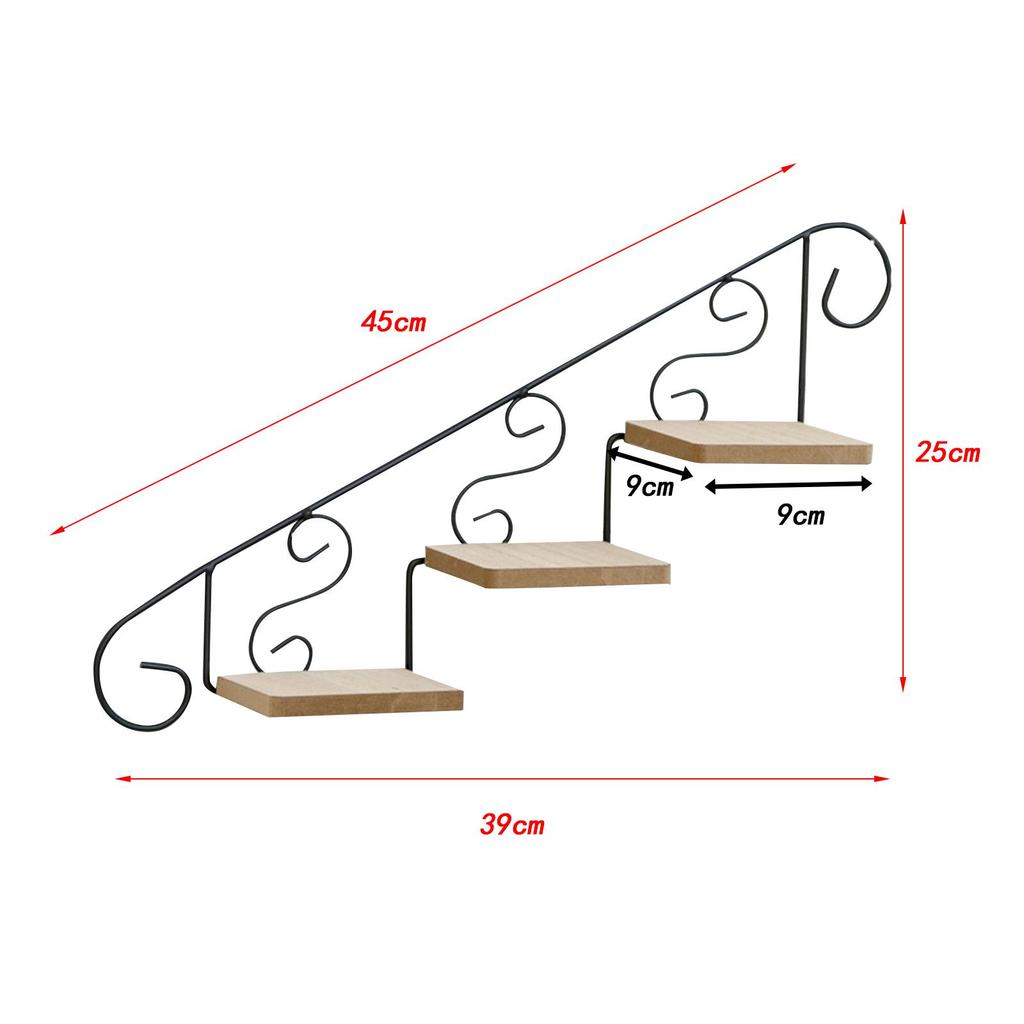 Plant Stand Staircase Decorative Shelf Multifunction Retro Floating Shelf Wall Hanging Shelf for Courtyard Office Living Room