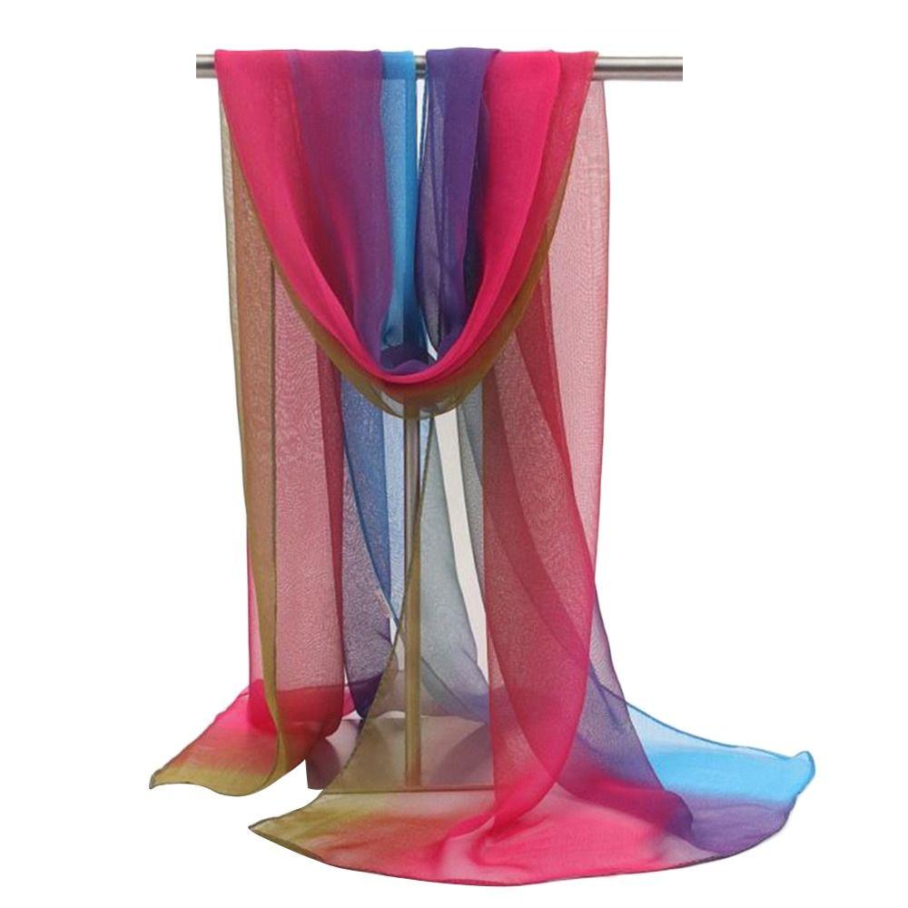 Sun Protection Shawls Gradient Solid Color Pashmina Summer Wrap Hijab  Women