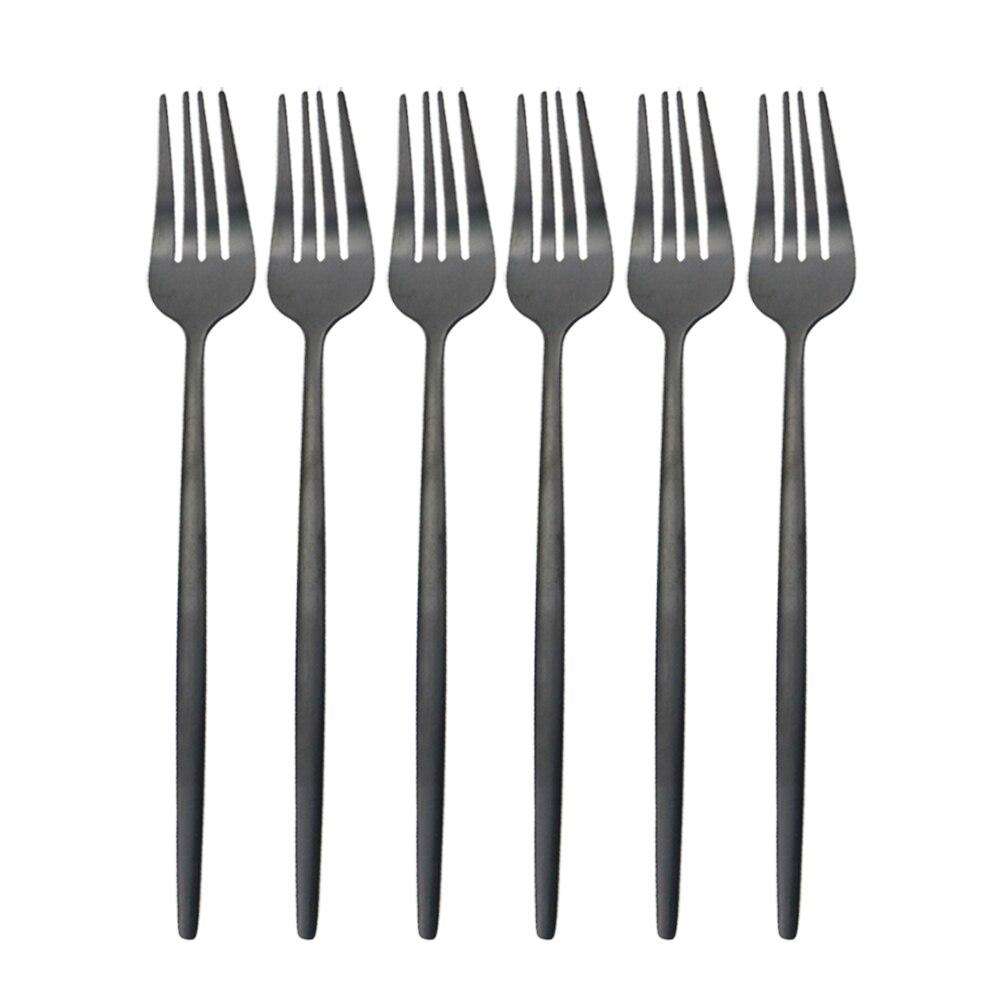 6 шт./компл. золотой набор столовых приборов, набор обеденных вилок из нержавеющей стали, вилка для десерта, торта, вилка для фруктового салата, набор посуды, набор кухонных столовых приборов