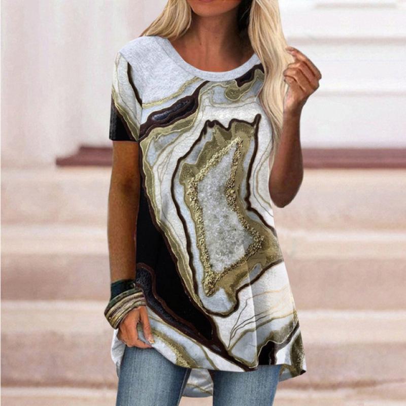 Elements Irregular Print Harajuka T Shirts Women Short Sleeve Summer Designer Casual Loose T-shirt O-Neck Female Tops Femme