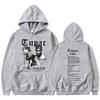 Hip Hop Hoodie With Tupac Graphic Print Ribbed Hem Unisex Streetwear Sweatshirt Men Women