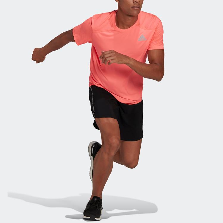 Adidas Мужская футболка с логотипом Own The Run Cooler кислотно-красного цвета HB7459