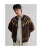 Модифицированный кардиган с круглой кокеткой и молнией в стиле Fair Isle, коричневый