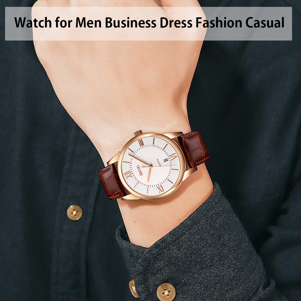 Arm Classic Leather Brand High School White Watch for Men Men's Watch, Simple, Stylish, Watch, Men's Watch, Brown, Strap, Waterproof, Business,