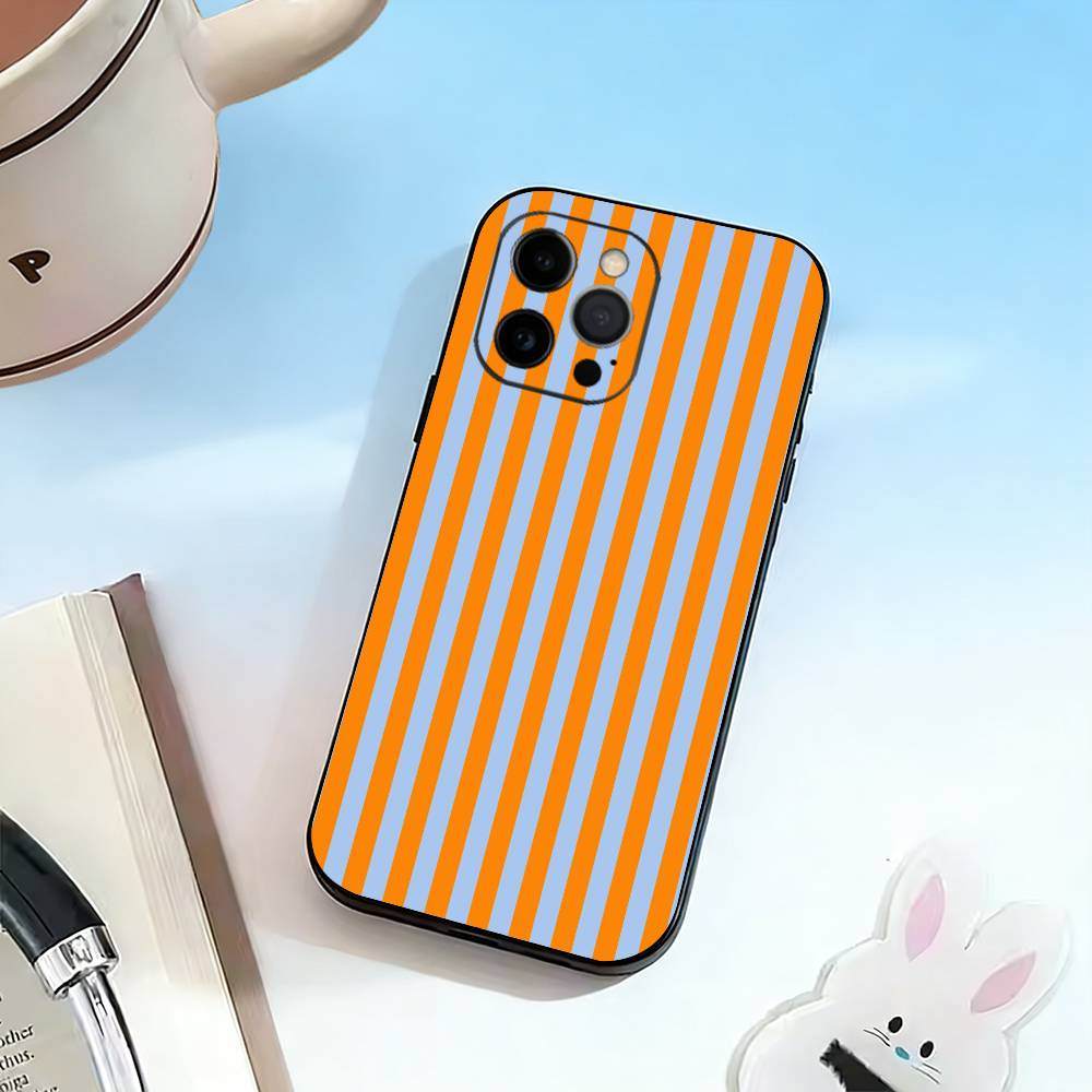 M-Multicolor Stripes  Phone Case For iPhone 17,16,15,14,13,12,11 Plus,Pro Max,XS,Soft Silicone Black Cover