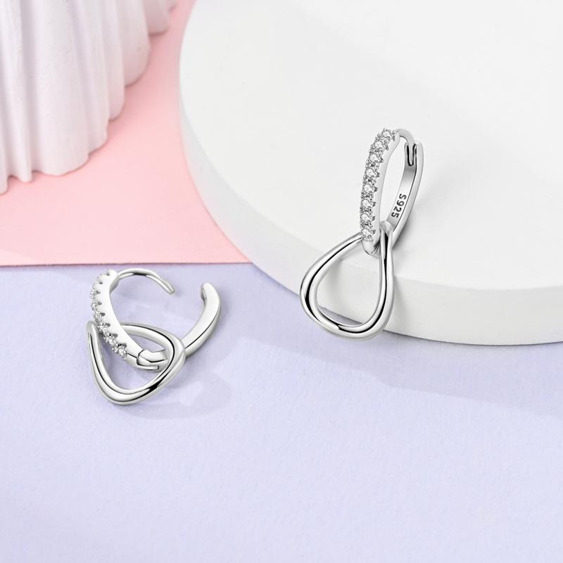 925 Sterling Silver Earrings Women Sparkling V Shape Twist Drop Earring For Anniversary Wedding Jewelry Gifts