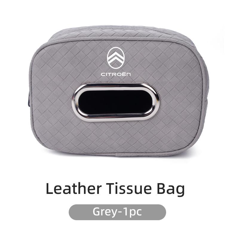 WKZA3 PU Leather Plaid Pattern Tissue Bag for Citroen C4 C3 C5 C1 C2 Berlingo Celysee Cactus Picasso Aircross Saxo Grand Car Accessory