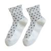 Women's Mesh Sheer Socks Heart Print Ruffle Ankle Socks Summer Ultra Thin Cool See Through Lace Socks