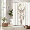 Celestial Crescent Moon Shower Curtain - Golden Geometric Designs & Bohemian Charms, Mystical Art Bath Decor