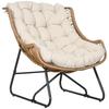 Outsunny Garden Chair Outdoor Chair In PE Rattan with Cushion Dim. 75w X 101d X 90h Cm Natural