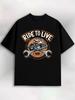 Мужская футболка с графическим принтом для мотоциклистов с дизайном Ride to Live Motorcycle Design100% хлопок, с круглым вырезом, короткий рукав, повседневная, с принтом