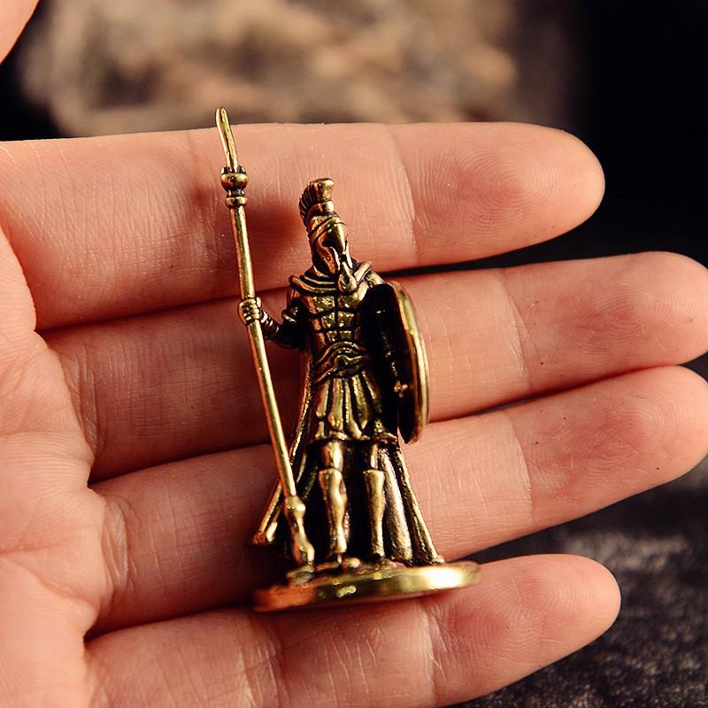 Brass Pewter Spartan Warrior Figurine Set Collectible Desktop Decor Military Model Men Gift