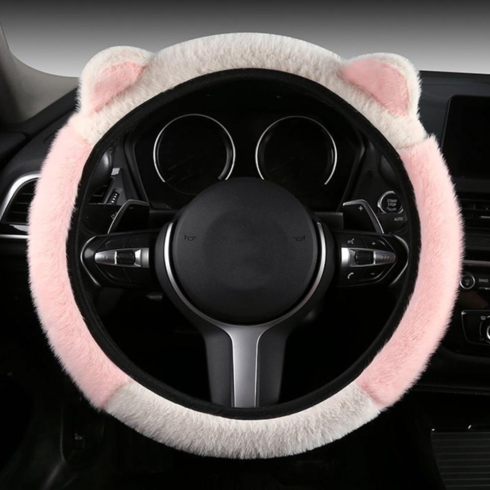 Зимний плюшевый защитный чехол на руль автомобиля универсальный мягкий милый кот нескользящий чехол N3Q1