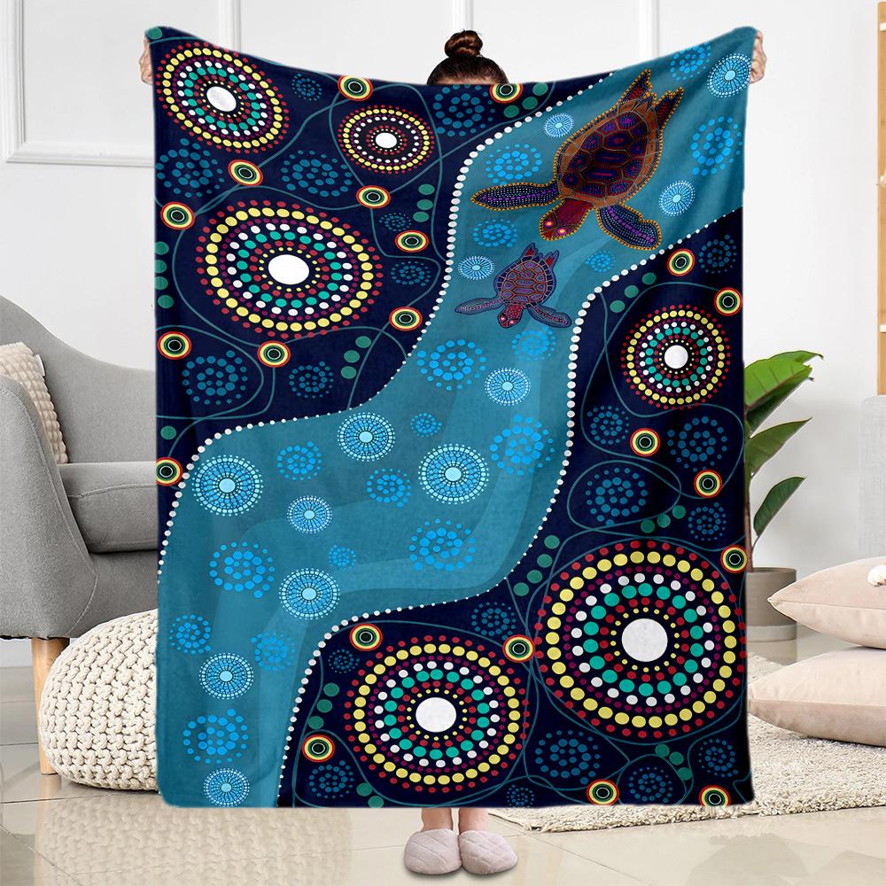 Australian Aboriginal Style 143 Blanket Soft & Cozy Great for Couch Seaside Livingroom Four Seasons Multipurpose Stylish Decor