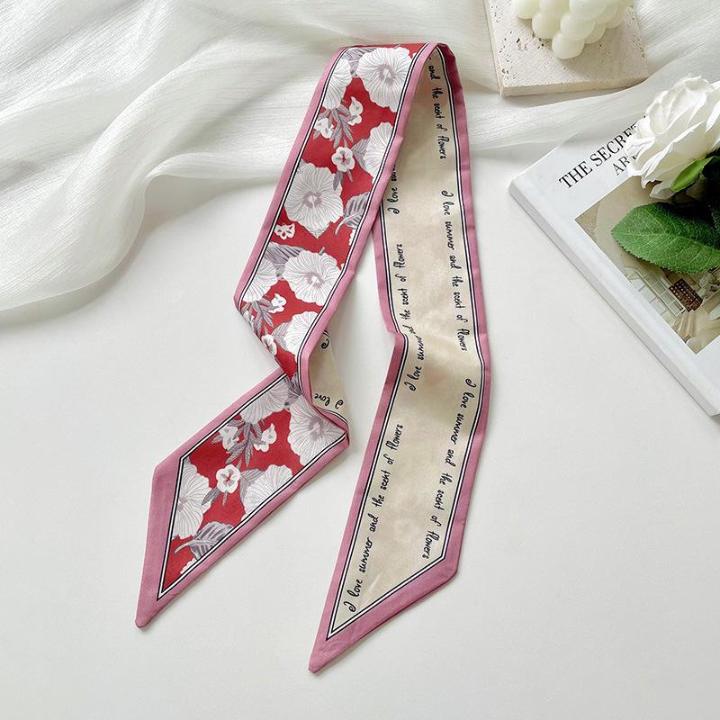 Long Silk Scarf, High-end New Versatile Hair Tie Streamer, Atmosphere Ribbon, Spring and Summer Decorative Scarf, Tied Bag Streamer