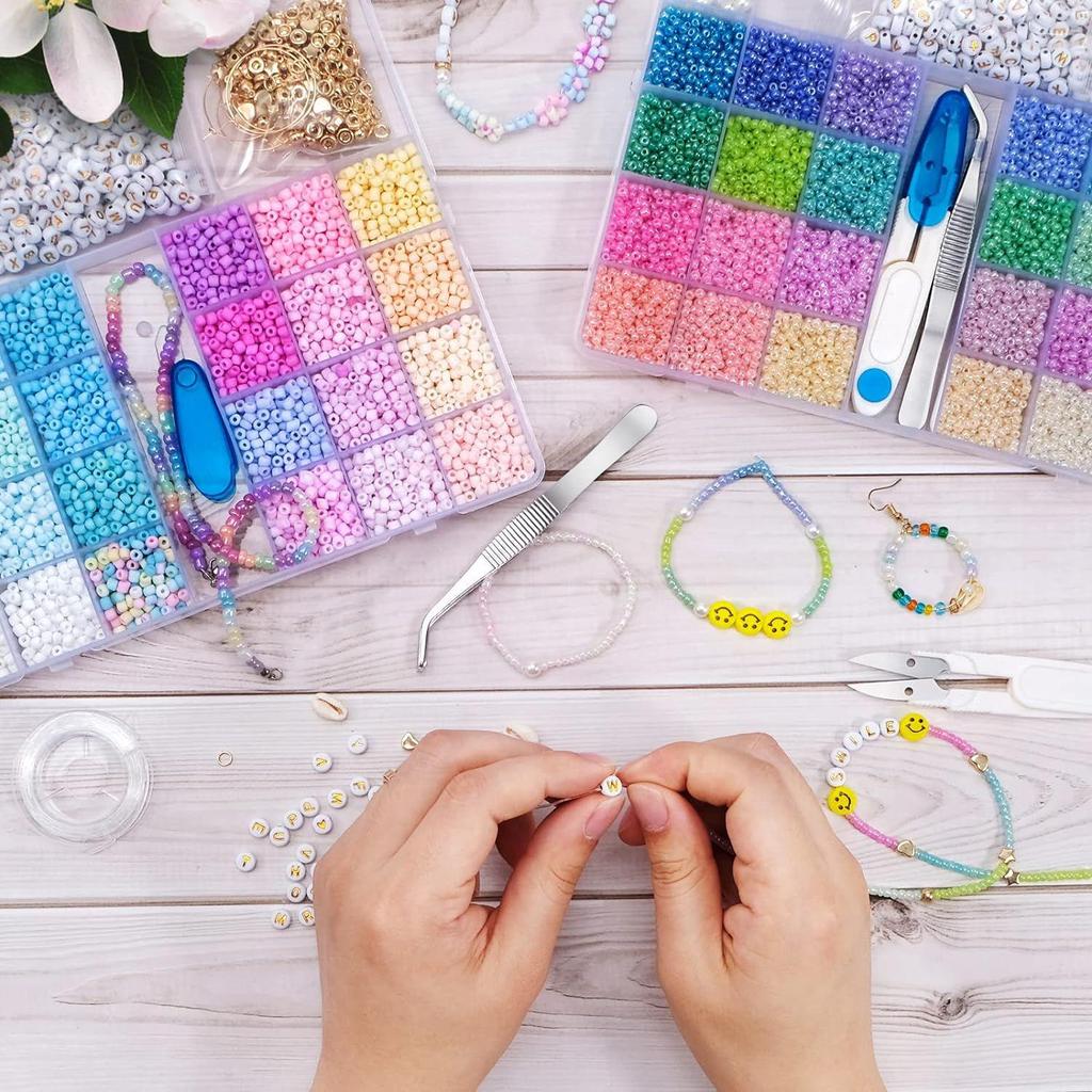 3mm Glass Seed Beads: 120,000-Piece DIY Friendship Bracelet & Jewelry Making Kit