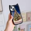 Мягкий чехол для телефона с кошачьими ушками для iPhone 16 15 14 13 12 11 Pro Max TPU Anti-Drop Прозрачная акриловая задняя крышка NY38 Новогодняя Веселая Рождественская елка