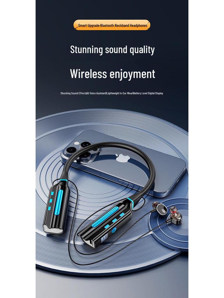 Беспроводные Bluetooth-наушники с шейным ободом Supreme Edition, с голосовым управлением через приложение Xiaodu и индикатором питания, идеально подходят для спорта и бега