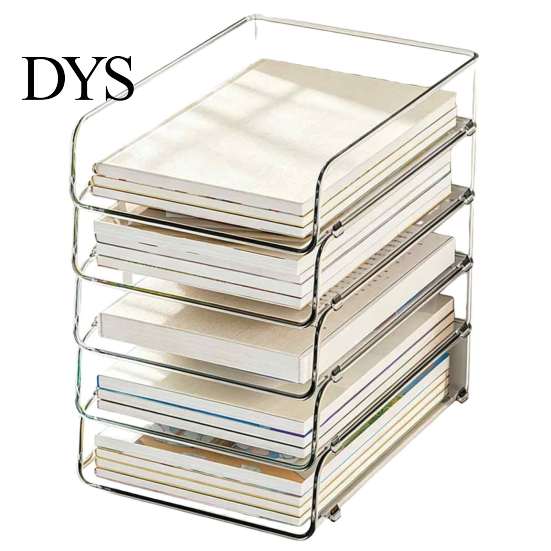 Stackable Desk Drawer Organizer Paper Letter Tray, Acrylic File Organizer, Clear Information Sorting Container Holder Sorter for Documents,