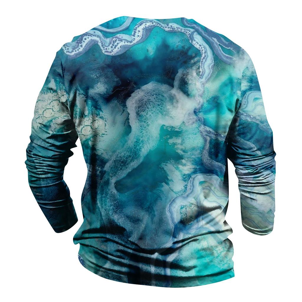 Муж. Футболка Графика Абстракция Шея Одежда Одежда На открытом воздухе Длинный рукав С принтом Модельер Винтаж