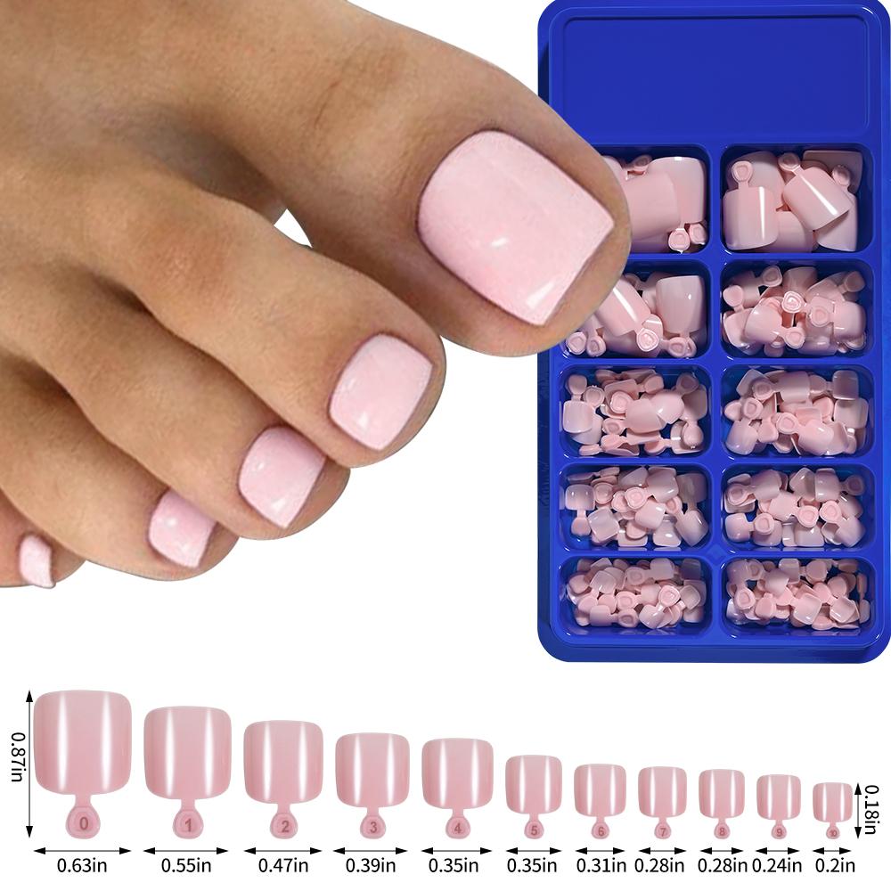 100pcs Clear False Toes Nails French Square Nature White Full Cover Fake Toe Nails Feet Nail Tips Artificial Press On Toenails