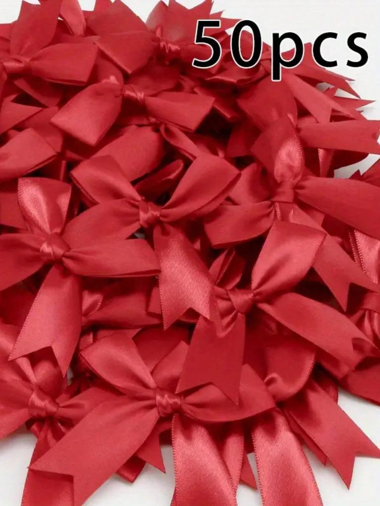50 шт., ленточный бант, ремесленный бант, розовый, белый, цветочный, подарочная завязка, свадебное украшение, бант, бант своими руками, украшение для вечеринки по случаю рождения, украшение для выпечки