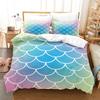Laser Gradual Change Fish Scale 3D Digital Printing Three-Piece Set, Quilt Cover Pillowcase Home Textile Bed Sheet Kit