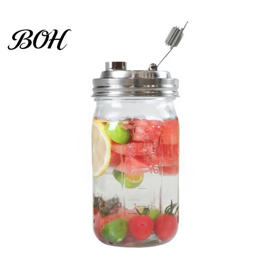 Outdoor Picnic Jar Lids Stainless Steel Mason Lids, Leak-Proof Wide Mouth Canning with Protein Shake Silicone Seal, Reusable Metal Drinking