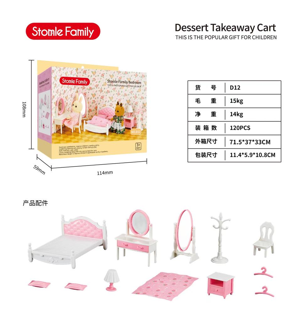 Forest Villa Set Toys Forest Animals Family Mini Furniture Model Living Room Bedroom Tv Refrigerator Ornament