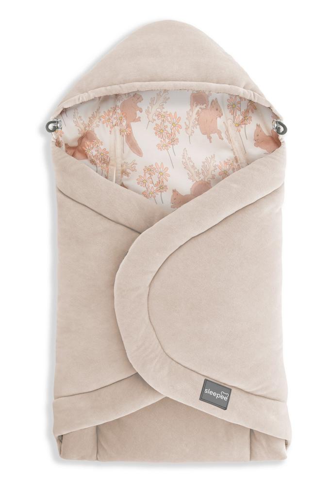 Car Seat Wrap/Blanket Vintage Animals Almond