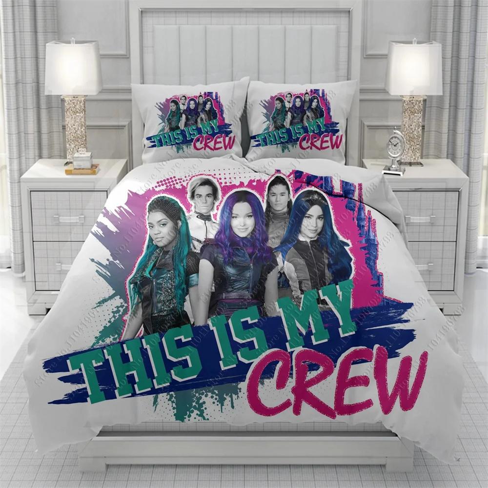 Descendants Comforter Cover 3D Printed Anime Quilt Cover Microfiber Duvet Cover 3 Pieces for Kids and Adults with Pillowcases