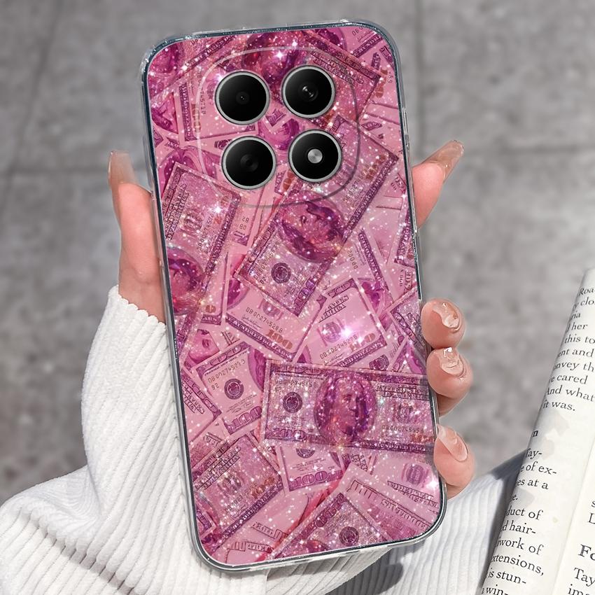 For Redmi Note 15 14 13 Pro Plus 5 5A 4 4X Phone Case Chinese Style Red-Crowned Crane Patterns Transparent TPU Shockproof Casing For Redmi Soft Covers