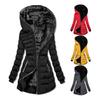 Women Winter Cotton Coat with Hood Zip-up Plush Lined Padded Down Jacket Winddoof Mid Length Long Sleeve with Elastic Cuffs Outdoor Coat