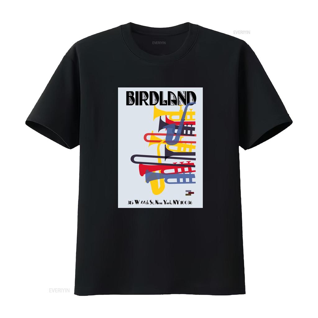 Birdland 1949 Poster Theater Bird Cotton T Shirt Jazz Music Live Coltrane Design New York Inspired Retro Style vintage Washed