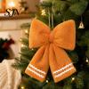 Gift Wrapping Decorative Bows Plush Gingerbread Christmas Tree Bow, Soft Furry Bow Hanging Retro Style Ribbons Ornament for Xmas Tree, Wreath,