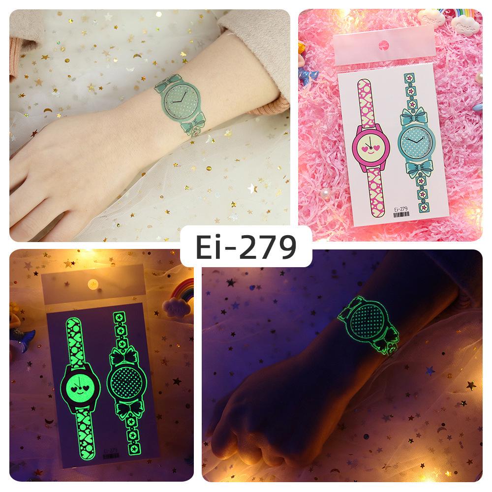 Rikalong Waterproof Luminous Cartoon Tattoo Stickers for Kids - Glow-in-the-Dark Watch Design