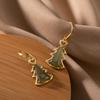 Yi Lu Yin S925 Gold-Plated Sterling Silver Christmas Tree Jade Earrings for Women