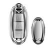 PELKERDR NISSAN Nissan Infiniti Smart Key Case Keychain Days Serena X-Trail Elgrand Skyline Note Cube Juke Kicks Key Case (Чехол для одного ключа - серебристый)