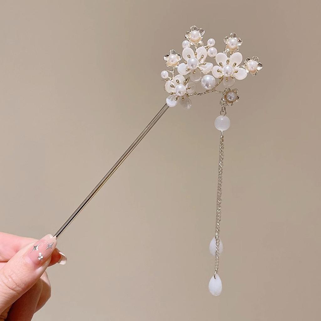 Elegant Chinese Style Hair Accessories Vintage Spring Flower Element Hairpins Light Luxury Tassel Hair Stick For Women Girls