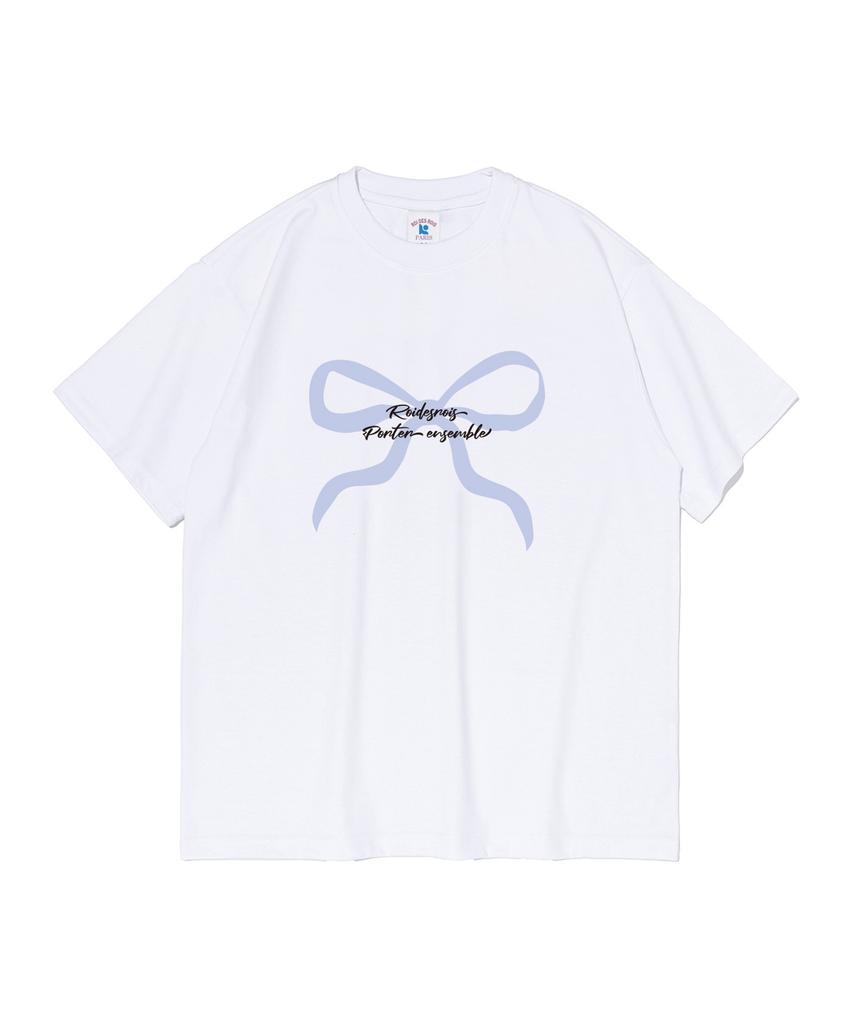 ROIDESROIS Ribbon Print Oversized Short Sleeve T-Shirt (White)