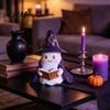Whimsical Ghost Sculpture Lighted Figurine, Resin Wizard Statue with LED Light, Cute Indoor Halloween Accessories Reading Book Night Light for