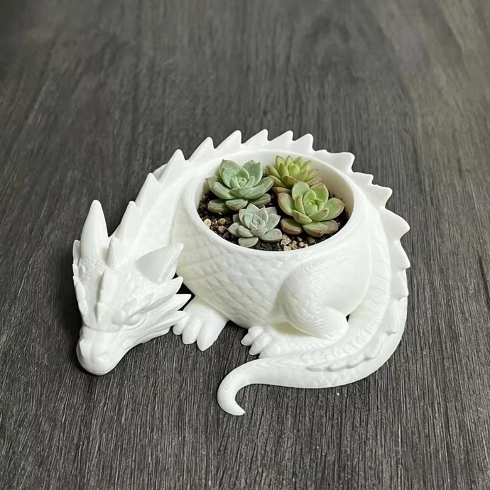 3D Printed Dragon Shaped Plant Pot Creative Animals Flower Pot Succulent Planter for Yard Garden