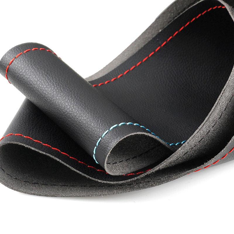 Perforated Leather Car Inner Accessories Steering Wheel Cover Trim For BMW E90 E82 E87 X1 E84 (old style) red blue line blue bar