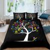 Tree Of Life Duvet Cover Set Blue Tree With Black Background 3D Print Comforter Cover For Kids Boys Girls Polyester Bedding Set