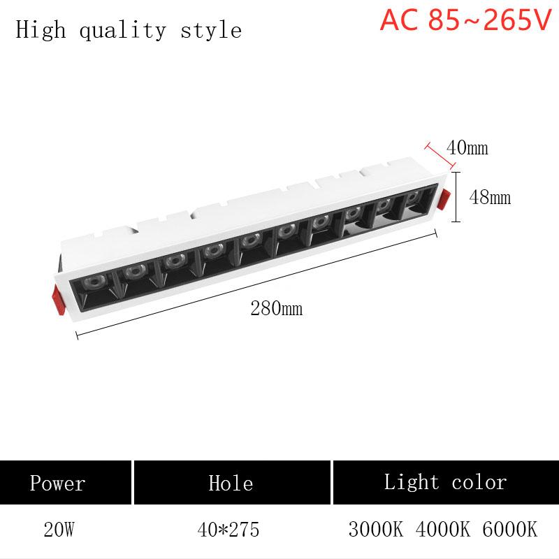 High Quality 10W/20W/30W 110~240V LED Spot Light Line Lamp Bar Creative Linear Long Living Room Corridor Recessed Down Light