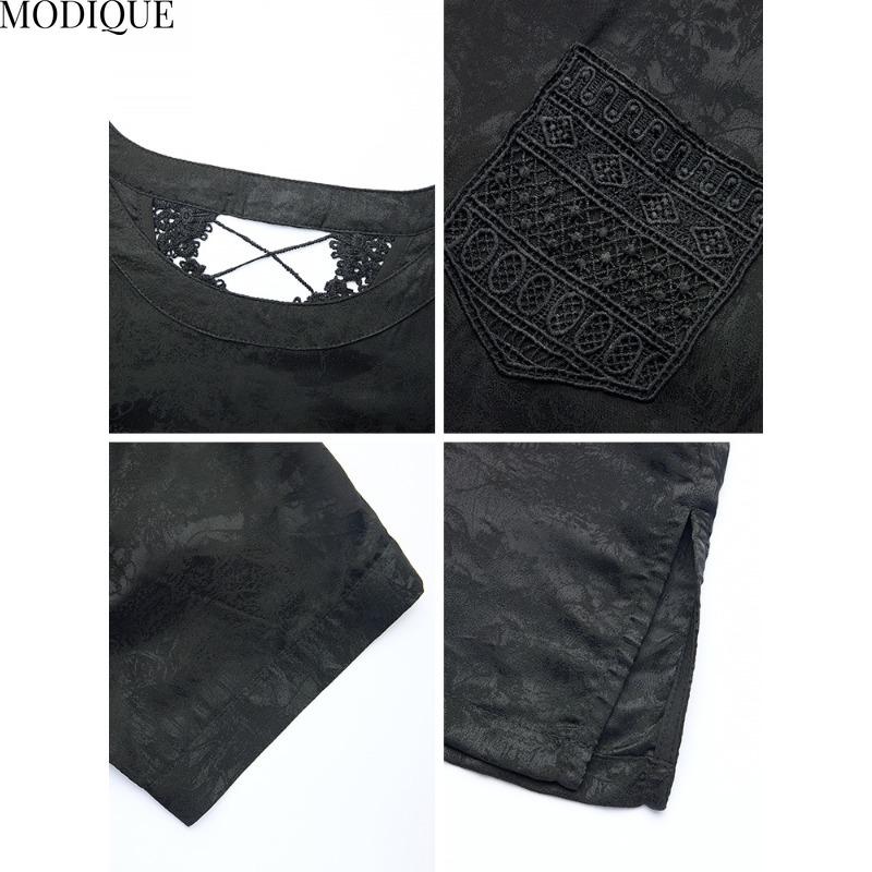 MODIQUE Весна Лето Большой Размер Новый Женский Черный Свободный Винтажный Однотонный Блузки Рубашки Женский Повседневный Оверсайз Короткий Рукав Круглый Вырез Топ